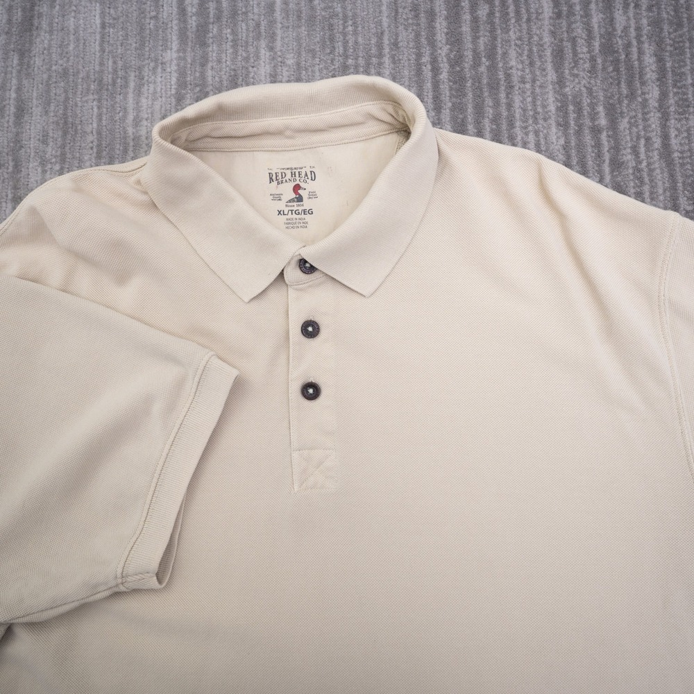 RedHead Brand Co Mens XL Tan Beige Cotton Pique Short Sleeve Polo Shirt RN74747